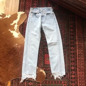 VERY RARE Vintage Levi’s 501 destroyed hem denim Size 24